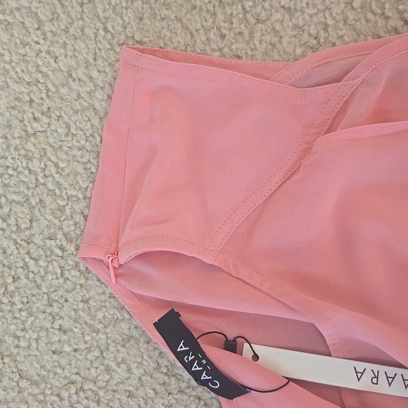 NWT Caara Clara Side Buckle Pink Handkerchief Hem Wrap Midi Dress Size Medium - Picture 7 of 10